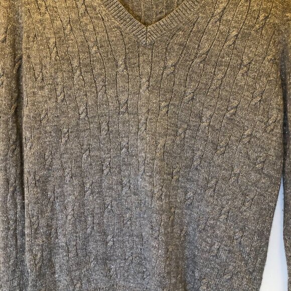 Ann Taylor Loft Gray Sparkle V-Neck Cable Knit Sweater Size S CLOSET CLEAR-OUT! - Picture 8 of 8